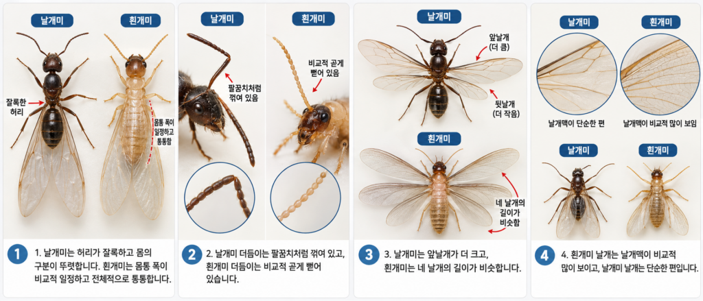 날개미와 흰개미 구별 방법