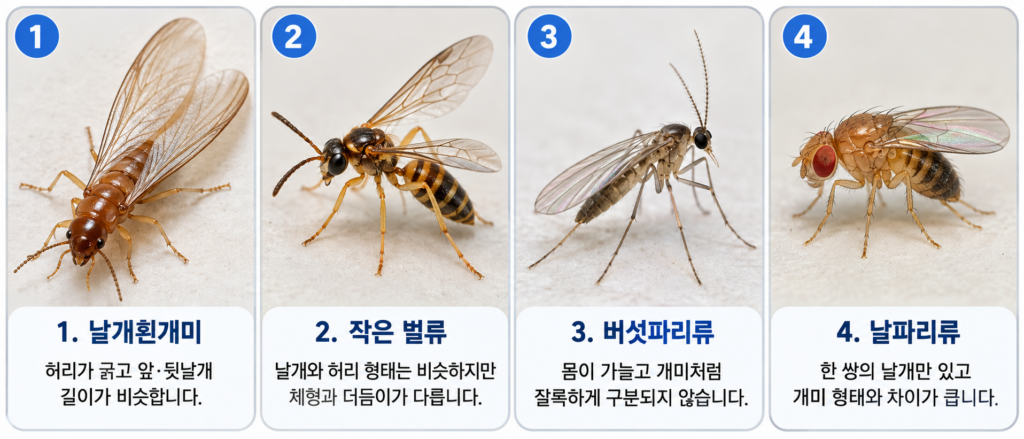 날개미와 비슷한 벌레 종류와 특징