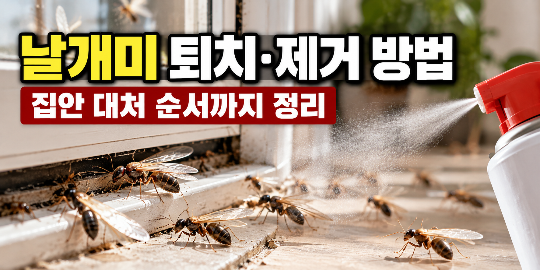창틀 주변 날개미 발생과 살충제를 이용한 퇴치