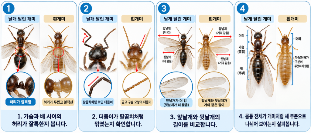 날개 달린 개미와 흰개미 차이 비교 가이드